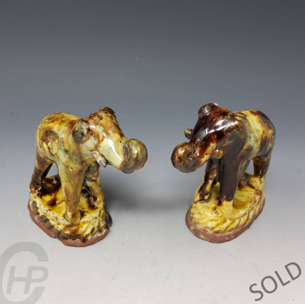 Miniature Slipware Elephants, Staffordshire, England, circa 1820