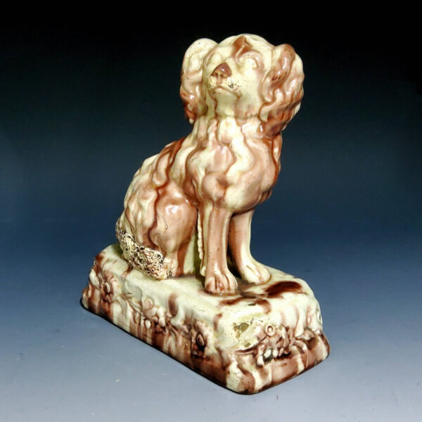 A Fine Slipware King Charles Spaniel Seated On A Plinth, c.1830 - Image 4