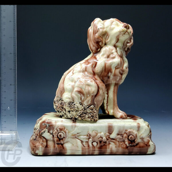 A Fine Slipware King Charles Spaniel Seated On A Plinth, c.1830 - Image 6