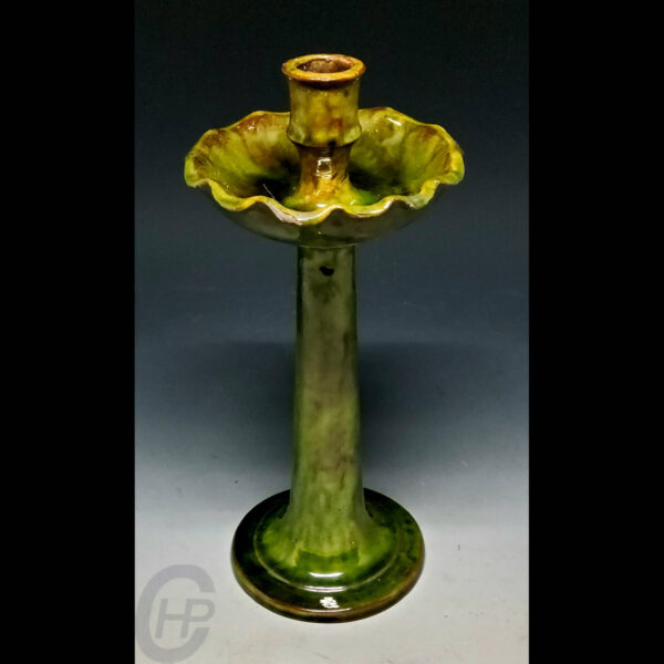 A Greenware Art Nouveau Candle Stick, Farnham, Surrey, England, Late 19th C.