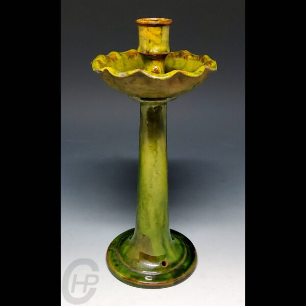 A Greenware Art Nouveau Candle Stick, Farnham, Surrey, England, Late 19th C. - Image 2