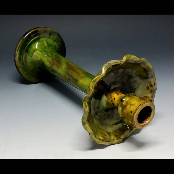 A Greenware Art Nouveau Candle Stick, Farnham, Surrey, England, Late 19th C. - Image 3