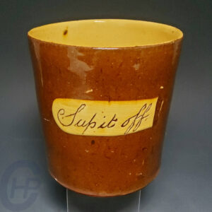 A Rare "Sup It Off" Slipware Frog Mug, Soil Hill, Halifax, Yorkshire, England, Late 19th C.